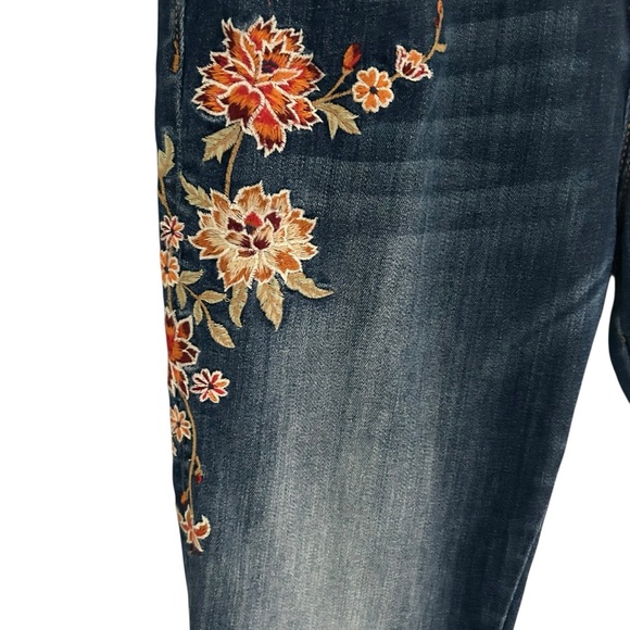 Driftwood Jackie Floral Embroidered Mid-rise Skinny Jeans Dark Wash Denim Sz 31 - Picture 7 of 10